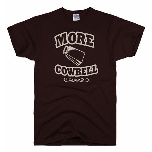 More Cowbell tee in dark brown, crew neck short sleeves