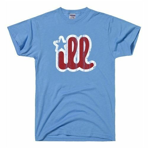 Light blue tee with red/white Philly logo and star graphic