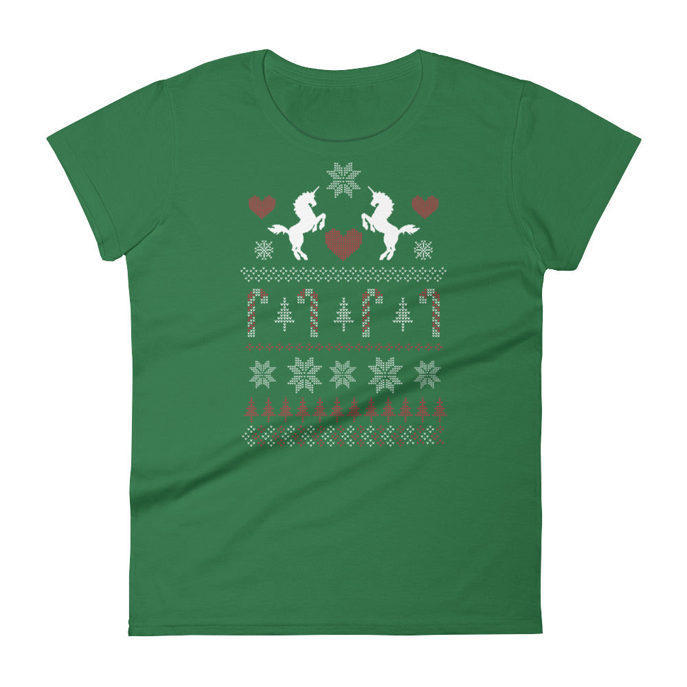 Women's Ugly Sweater Unicorn Tee