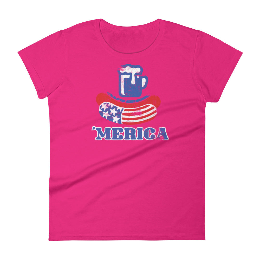 Women's 'Merica Hotdog Beer Tee